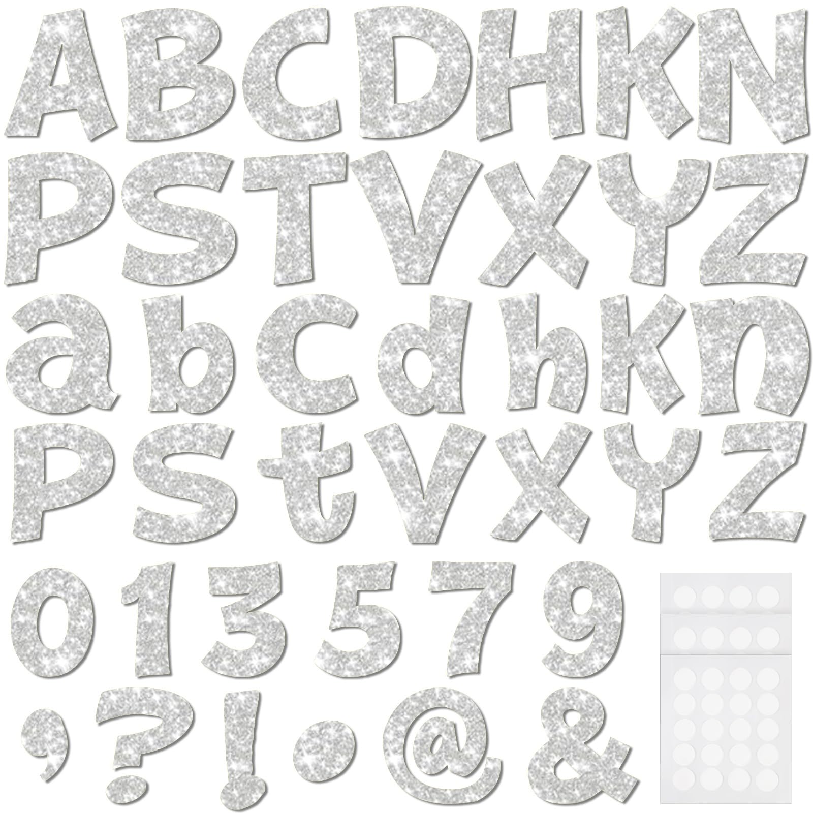 Colarr 216 Pcs 4 Inch Silver Glitter Bulletin Board Letters for Classroom