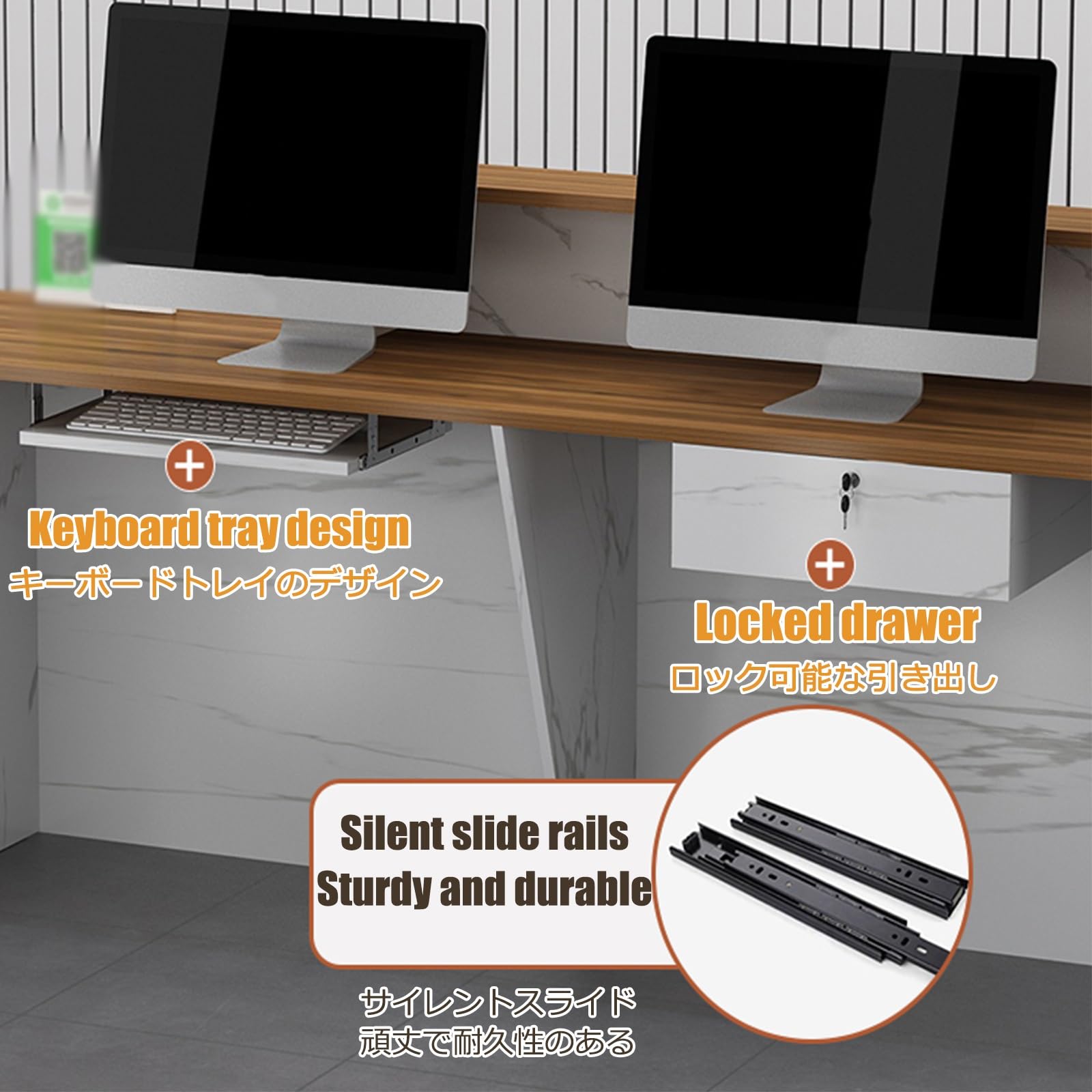Nowoczesne biurko do recepcji L SD i kasa fiskalna Slish Gray Office Chut Stat z półkami i półkami do recepcji i użytku biznesowego