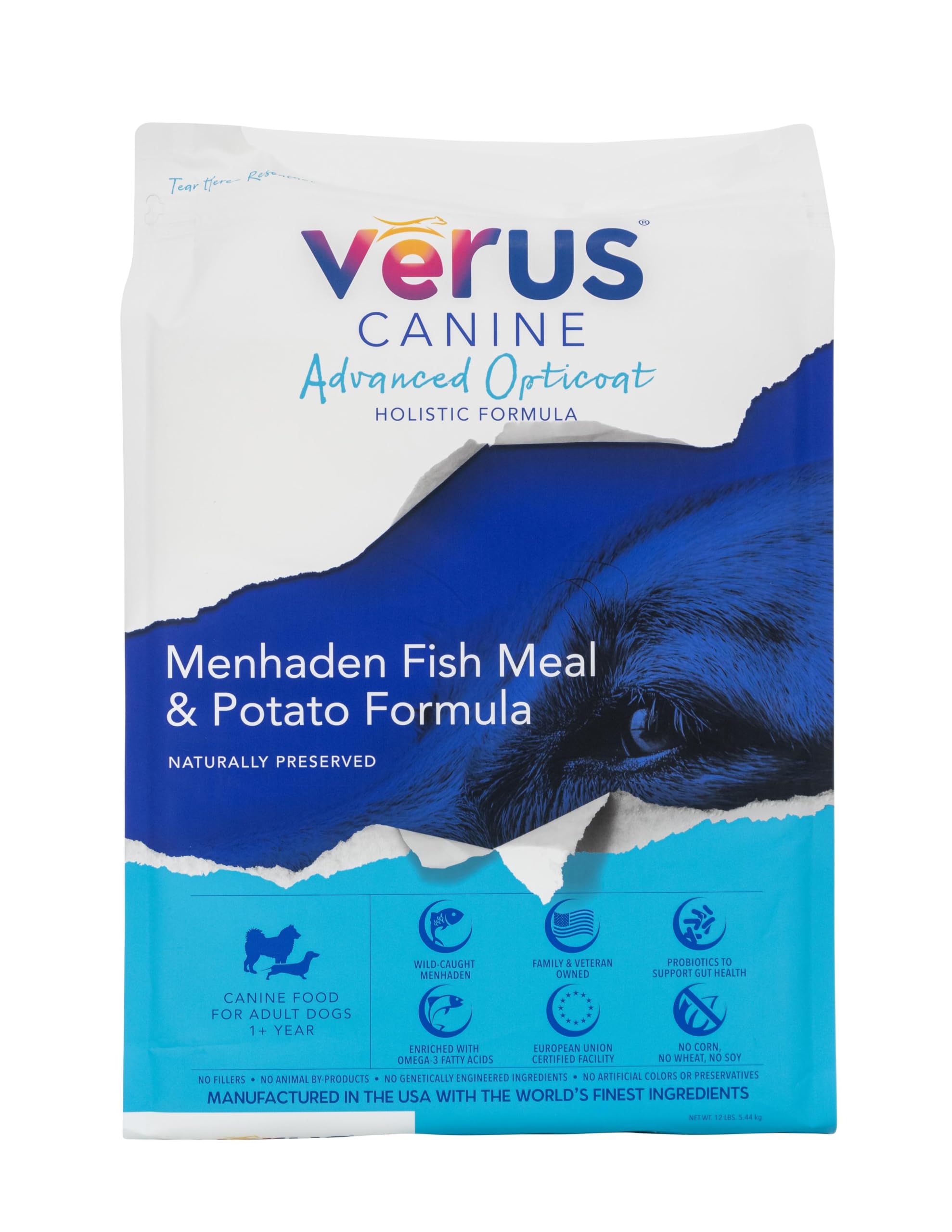 VeRUS Pet Foods Dry Dog Food Fish, Advanced Opticoat Formula 12lb Bag