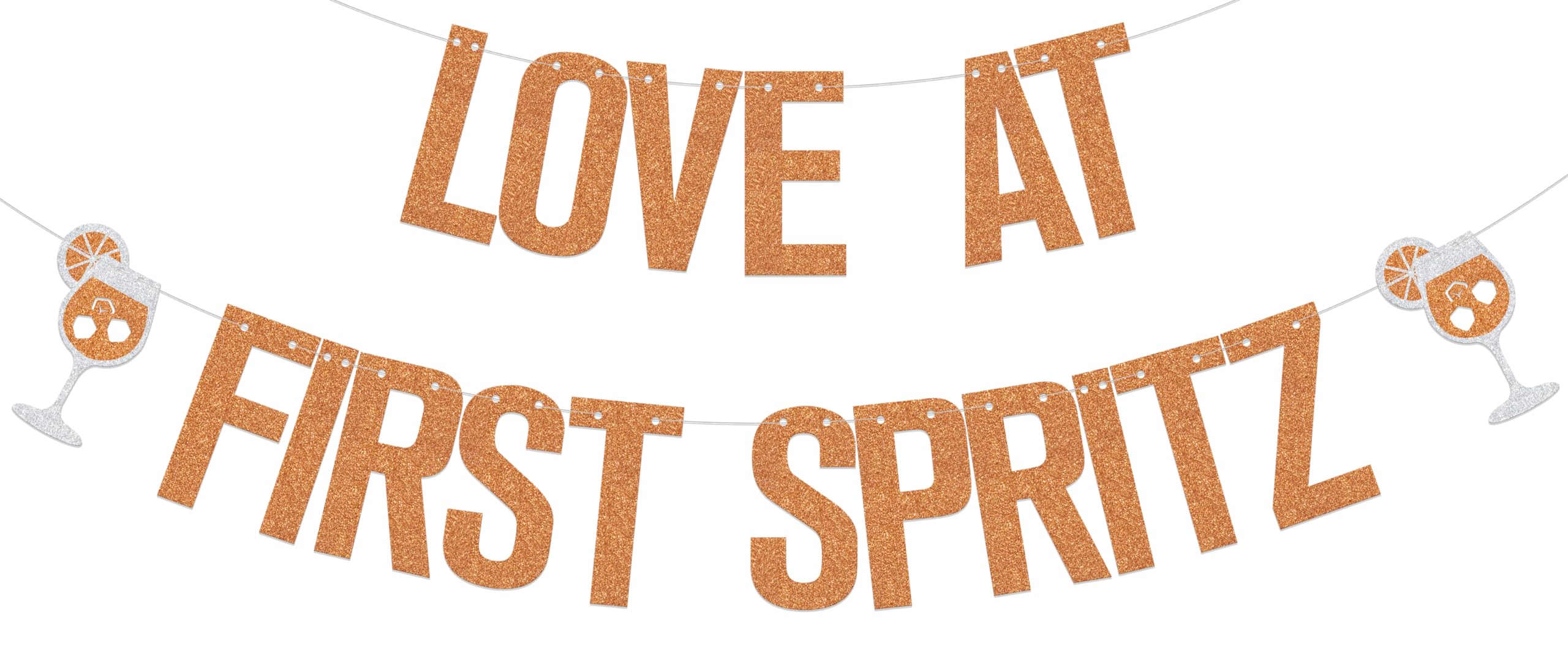 Love at First Spritz Banner,Aperol Spritz Bridal Shower Bachelorette Engagement Wedding Birthday Party Supplies Orange Glitter Double Sided