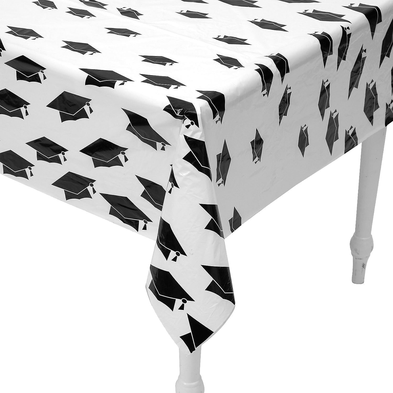 Fun Express 40" x 102 ft. Graduate Mortarboard Disposable Plastic Tablecloth Roll