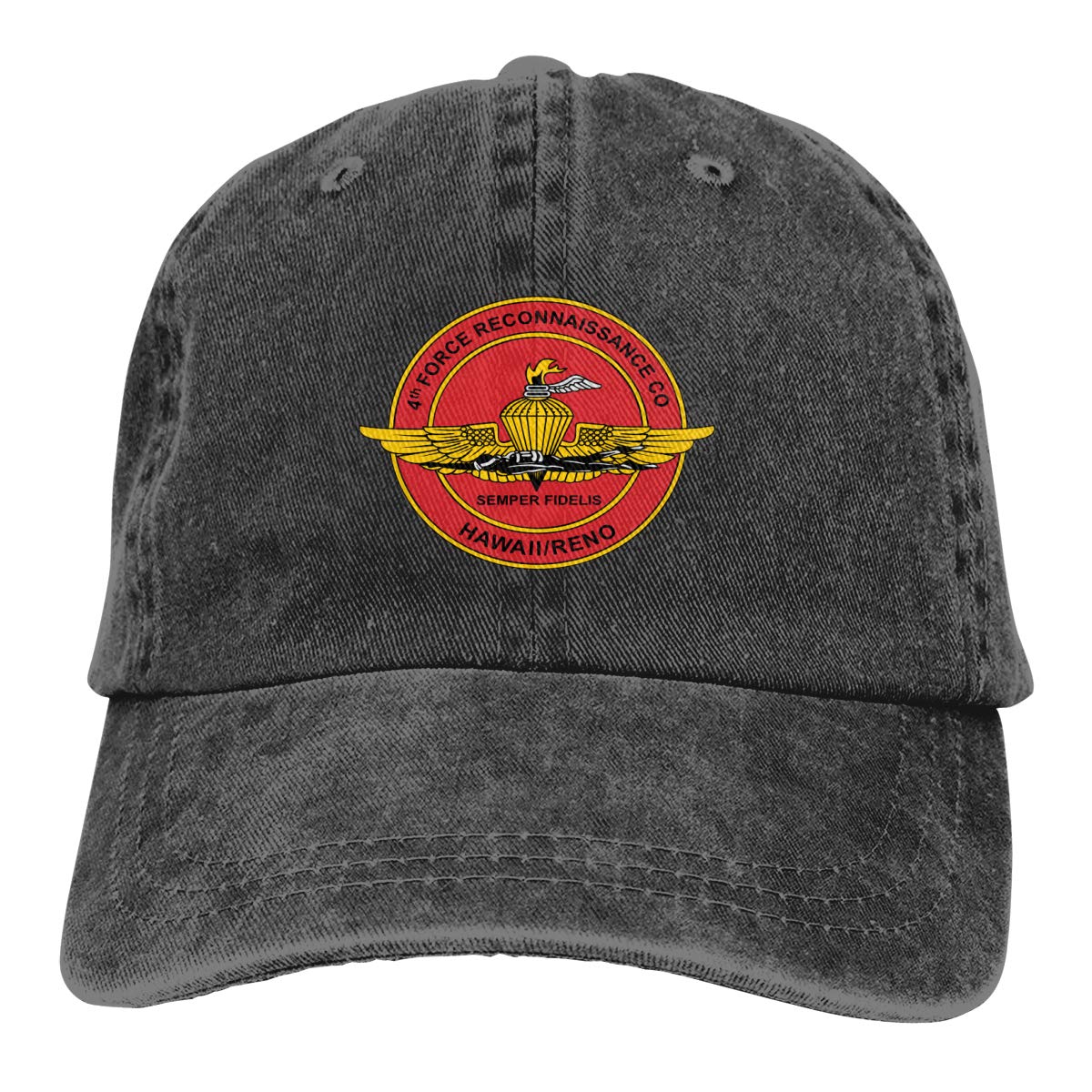 WMDDMarine Corps 4th Force Reconnaissance Cap Baseball Hat AdjustableUnisex Flat Cap Peaked Hat Tennis Caps in-Space- Baseball Caps Gifts for Teens Black