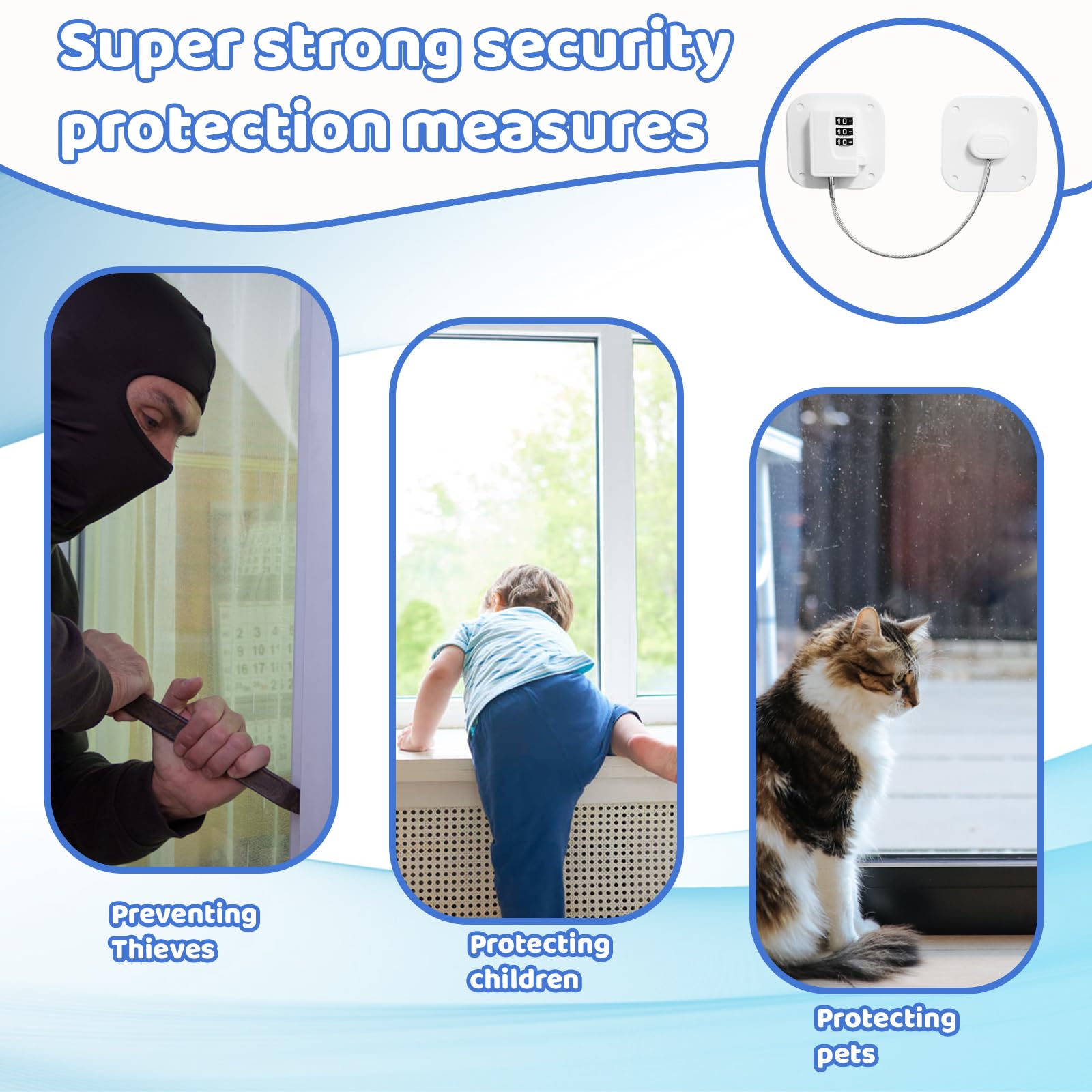 2 Piece Fridge Lock Set, White Window Locks, Door Lock Without Drilling - Image 4