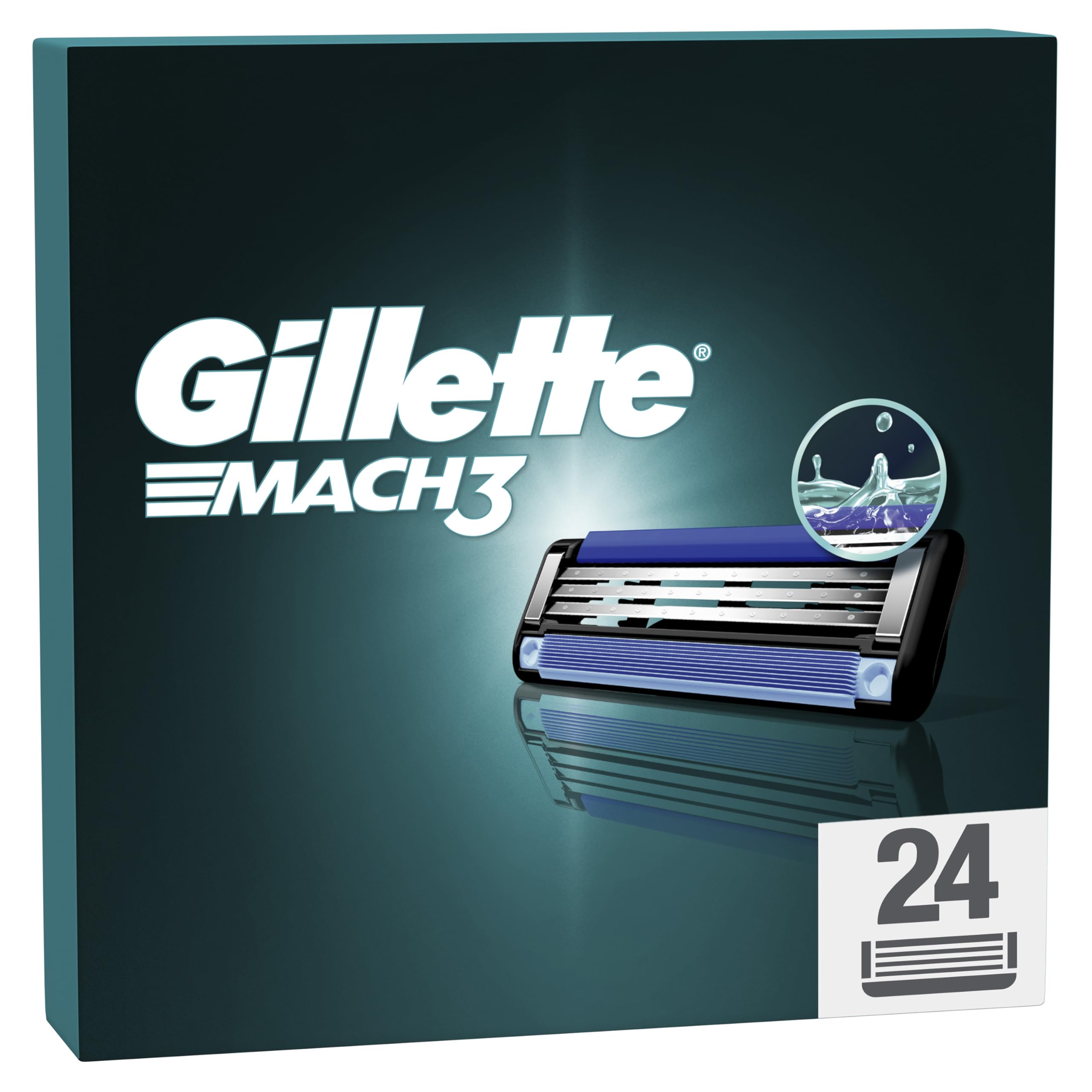 Gillette Mach3 Ostrza wymienne do maszynki do golenia dla mężczyzn, maszynki z 3 ostrzami, 24 ostrza wymienne, niezawodne ostrza