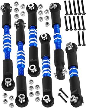 RC Turnbuckles Camber Links Upgrades Part for 1/10 Granite 3S BLXMega550,Senton 3S BLXMega550,Vorteks 3S BLXMega550,Alloy Links Adjustable Tie Rods & Turnbuckles,6pcs,Navy Blue