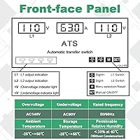 Vista 4 de Interruptor de transferencia automática/manual de 63A 110V, selector de fase de prioridad L1, pantalla LED, montaje en carril DIN, 50/60Hz, ATS