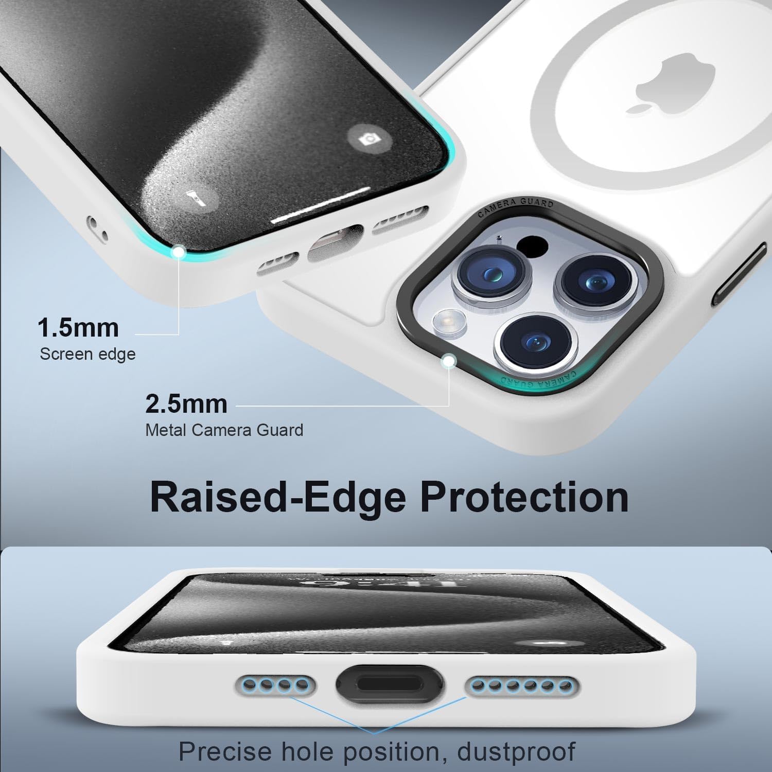 Vooii Strong Magnetic for iPhone 15 Pro Max Case, [Compatible with Magsafe] [13FT Military Grade Drop Protection] Slim Shockproof Translucent Matte Case for iPhone 15 Pro Max 6.7 inch - Frosted White - Image 7
