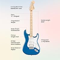 Vista 8 de Fender Squier Affinity Stratocaster HSS - Paquete Azul Lake Placid con Amplificador Frontman 15G, Cable de Instrumento, Funda, Correa, Púas y DVD