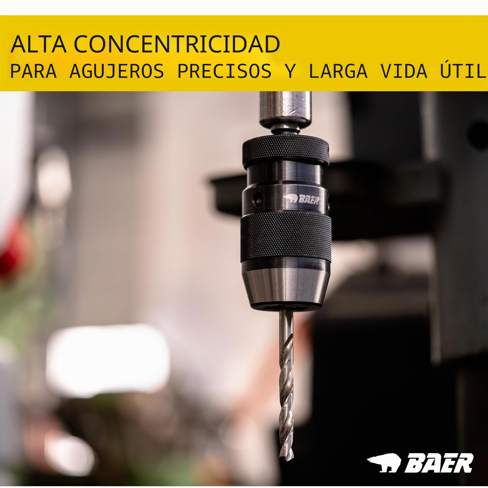 BaerCoil Portabrocas con accesorio de mandril cónico de 0,2 a 16 mm - Portabrocas sin llave - Taladro percutor - Cabezal de taladro - Incluye: Dr, llave hexagonal, portabrocas sin llave