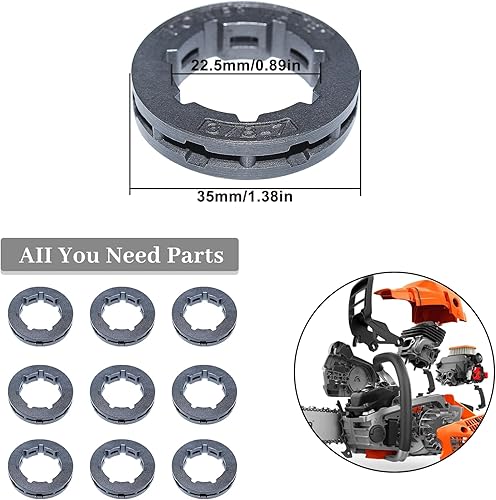 Miniatura 2 de 10 unids/lote 3/8 "7T 0.866 in cadena rueda dentada para Husqvarna 266 268 272 280 285 288 355 362 365 371 372XP 380 385XP motosierra
