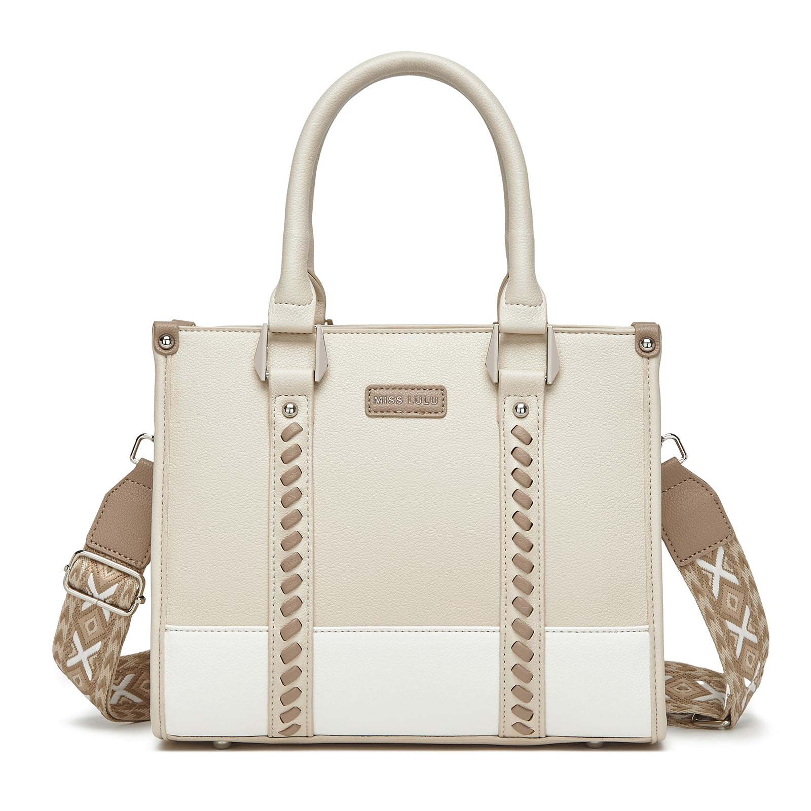 Miss Lulu Sac Cabas Femme,Sac à Main Bandoulière en PU avec Sangle Tressée,Parfait pour l'École,le Travail & la Vie Quotidienne