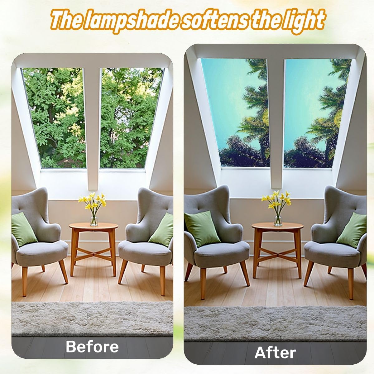 Fluorescent Light Covers for Ceiling Lights Coconut Palm Trees Tropical Beach Vintage Easy to Install Magnetic Light Filter for Classroom Office Hospitals School Home Decor