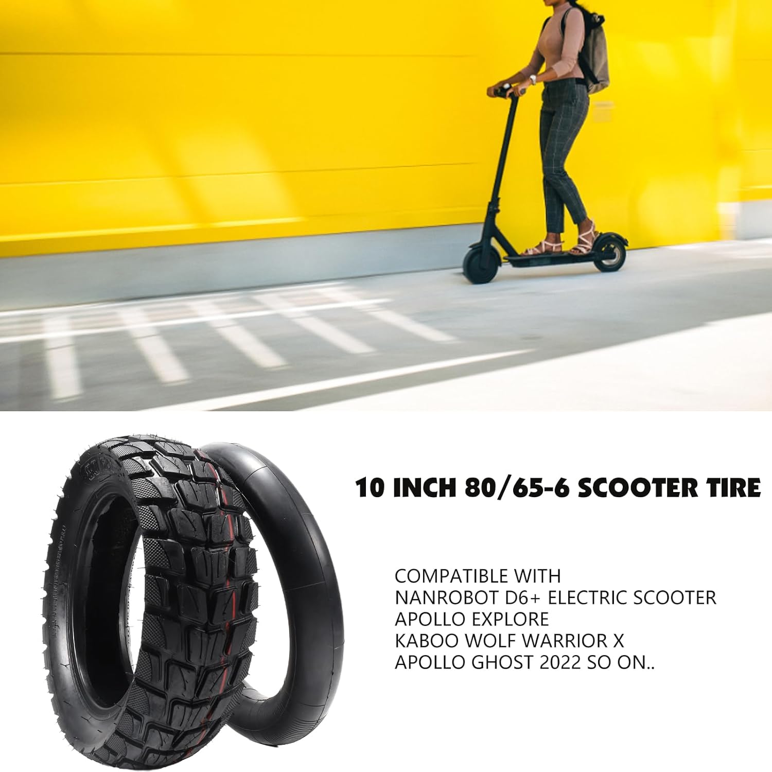 10 inch scooter tires,Replacement Thickened Pneumatic Tyres Off Road City Road Inflatable Tyre for Electric Scooter 255x80 10x3.0 80/65-6 scooter inner tubes