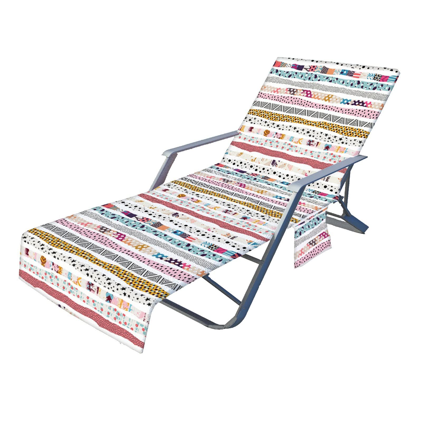 HCHGJKN Folding Chairs Beach Lazy Lounge Chair Cover Towel Non-slip Pool Lounger Mate Summer Holiday Garden Without Chair Outdoor Activities(C)