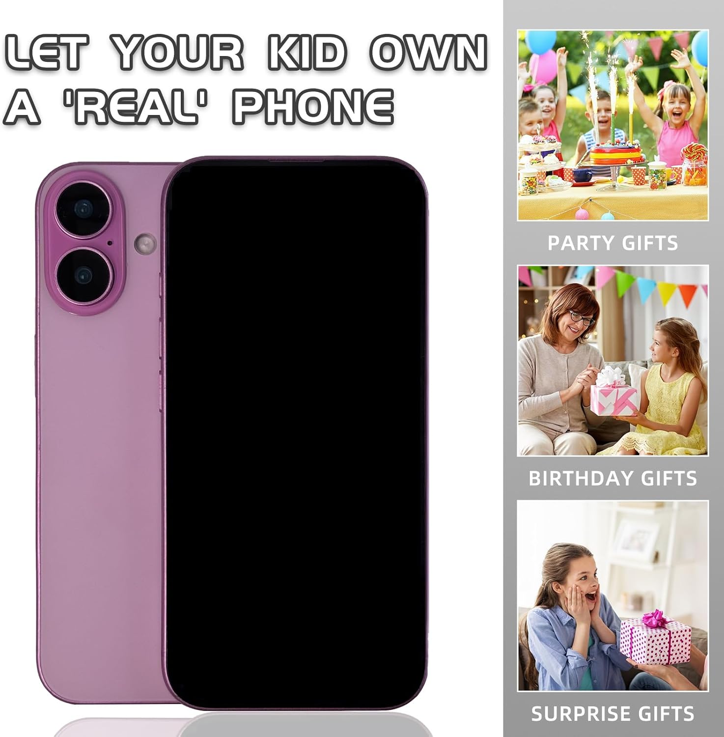 Fake Phone Dummy PropPhone, BlackScreen Decoy PhonePear PhoneNon-Working Phone16 16Pro Max for Kid Play, DisplayPhone Look Like Real Phonepro max16 (16,Pink,Black Screen)