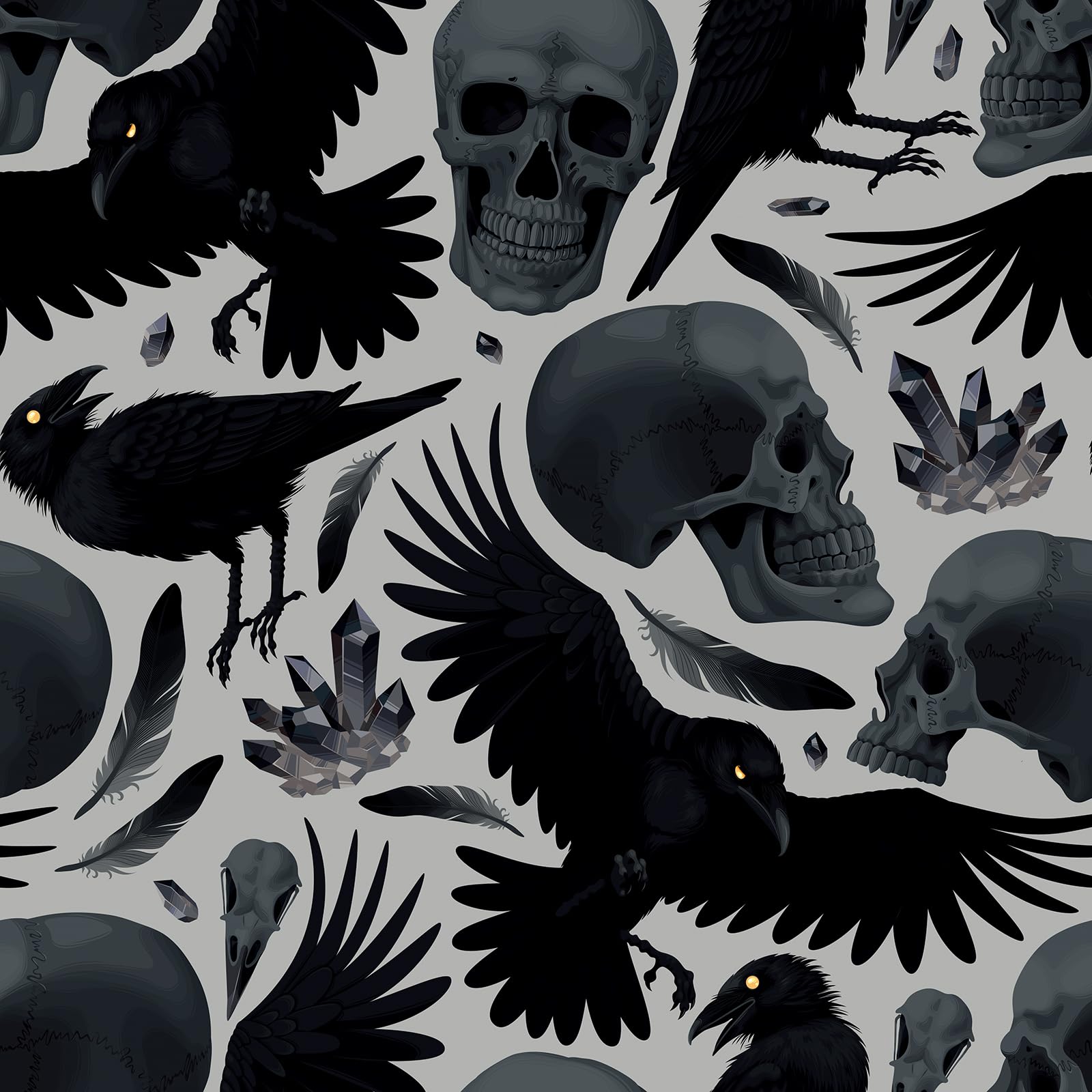 Papier peint gothique motif corbeau pour créer une ambiance Harry Potter à la maison
