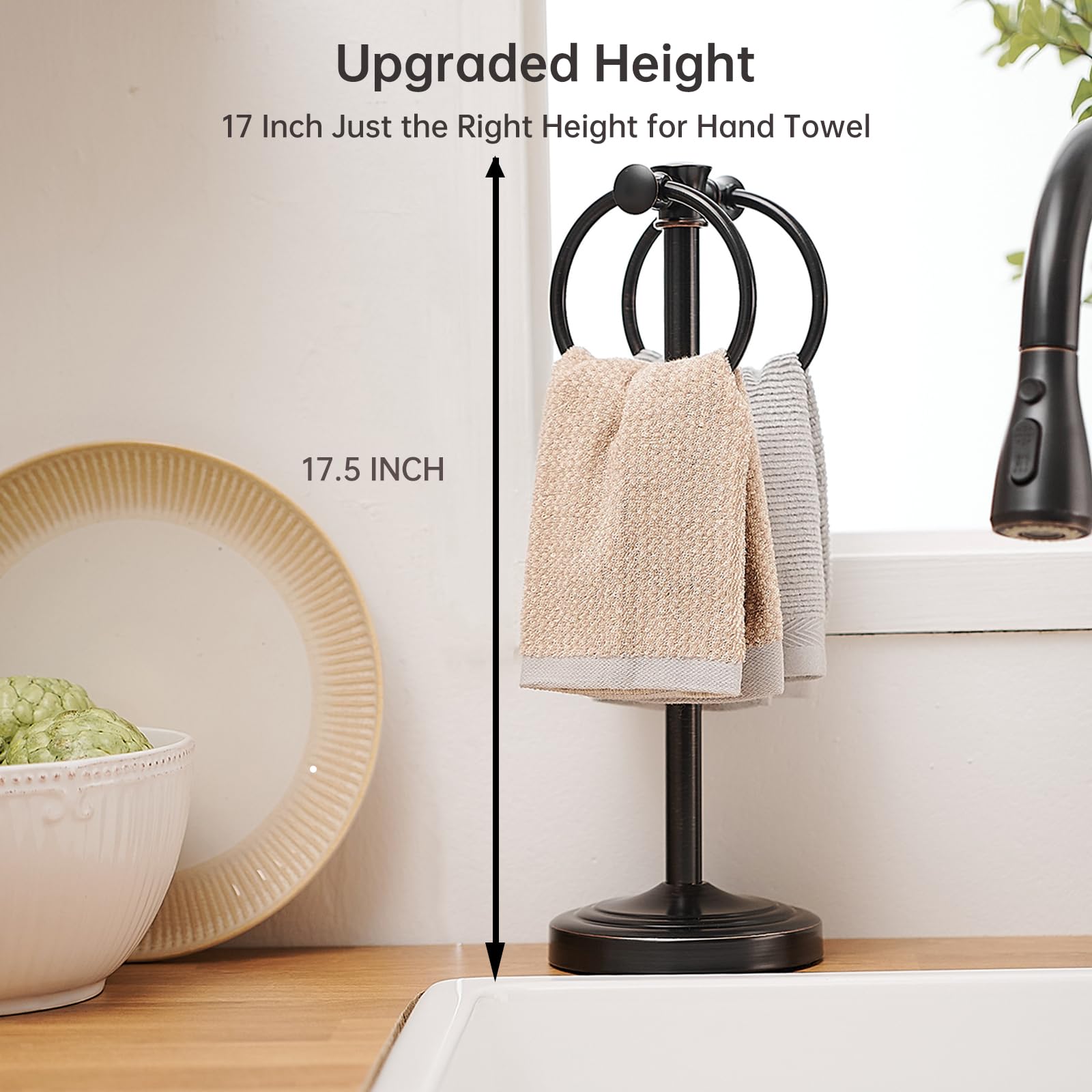 Portasciugamani Autoportante Hoimpro Da 43,7 Cm Con Anello - Bronzo Lucidato A Olio - Per Bagno E Cucina