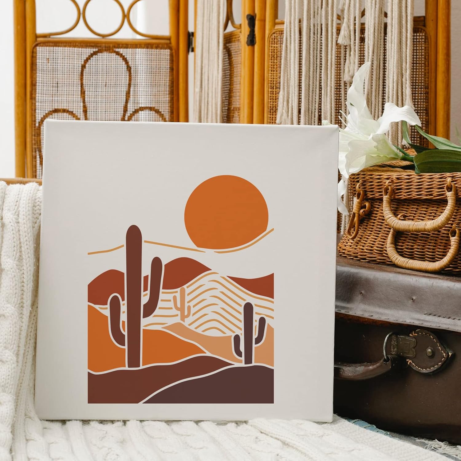 FINGERINSPIRE 9PCS Sun and Moon Reusable Stencils Boho Sunrise Themes PlasticTemplates, 29.7x21cm - Image 5