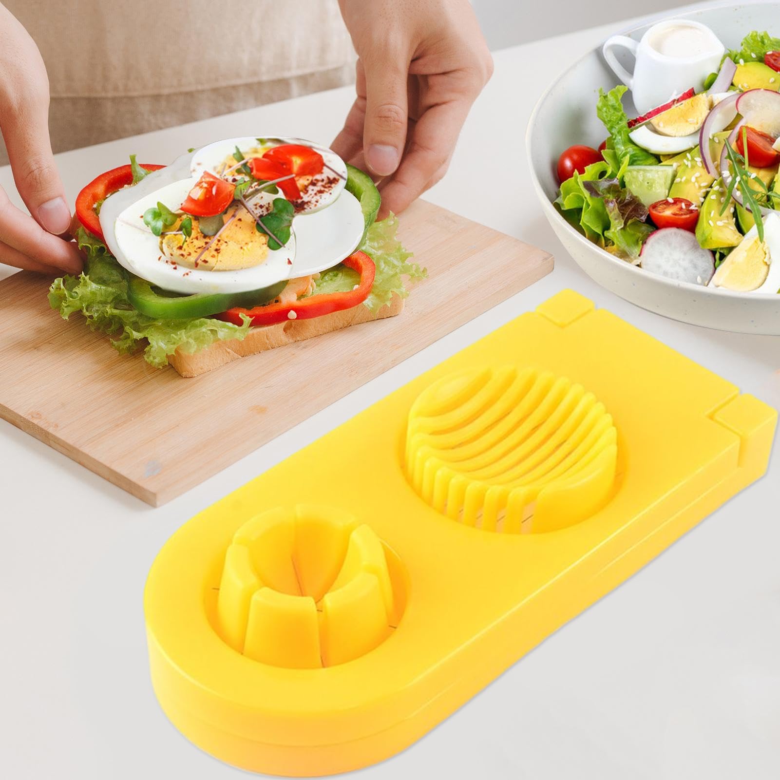 Eierschneider 2 in 1 spülmaschinengeeigneter Zerkleinerer Küchenhelfer | Hartgekochter Eierschneider Edelstahl für Salat Frühstück weiche Lebensmittel Banane Kirsche Tomate Pilz Zuhause