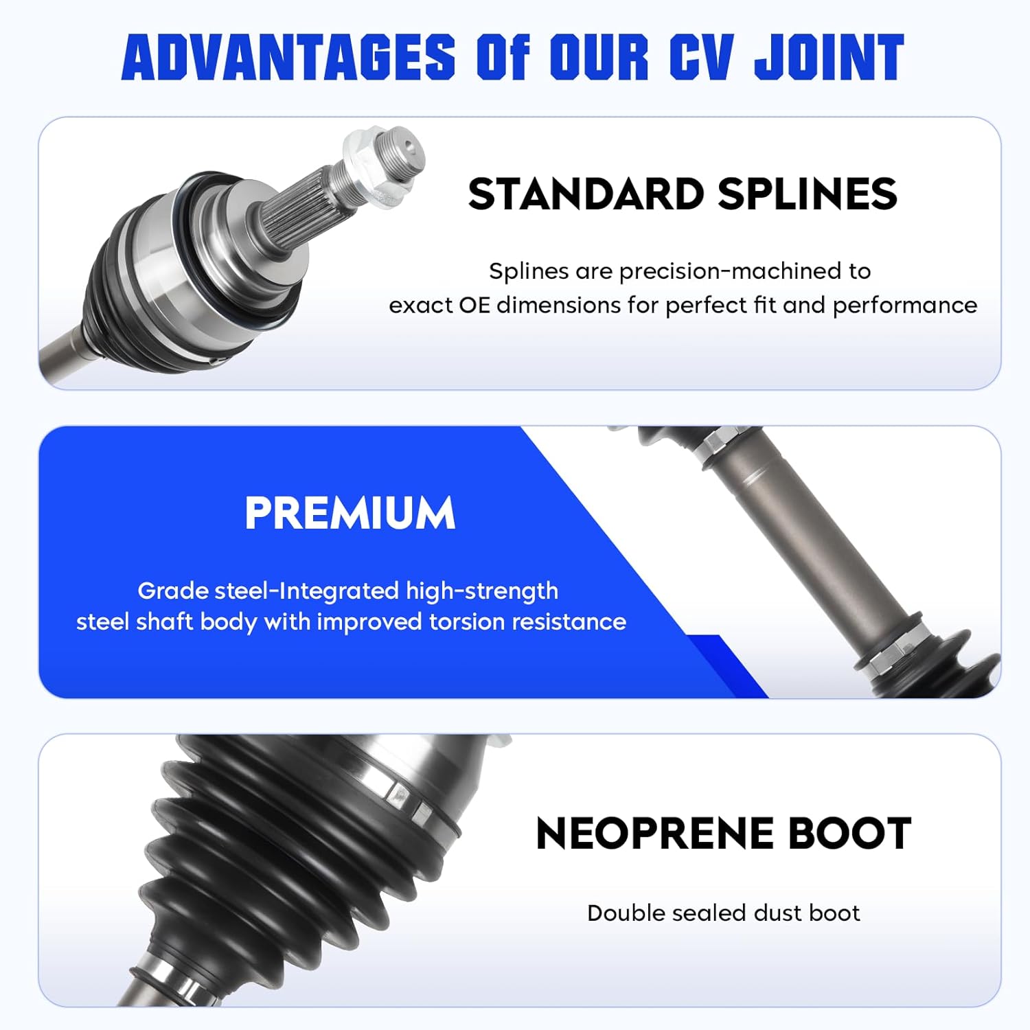 Front Left or Right CV Axle Shaft Assembly Fit for Lexus GX470 03-09, for GX460 10-22, for Toyota 4Runner 03-22, for Tacoma 05-20, for FJ Cruiser 07-14, Replace for 66-5235, 1 pack CV Joint Shaft