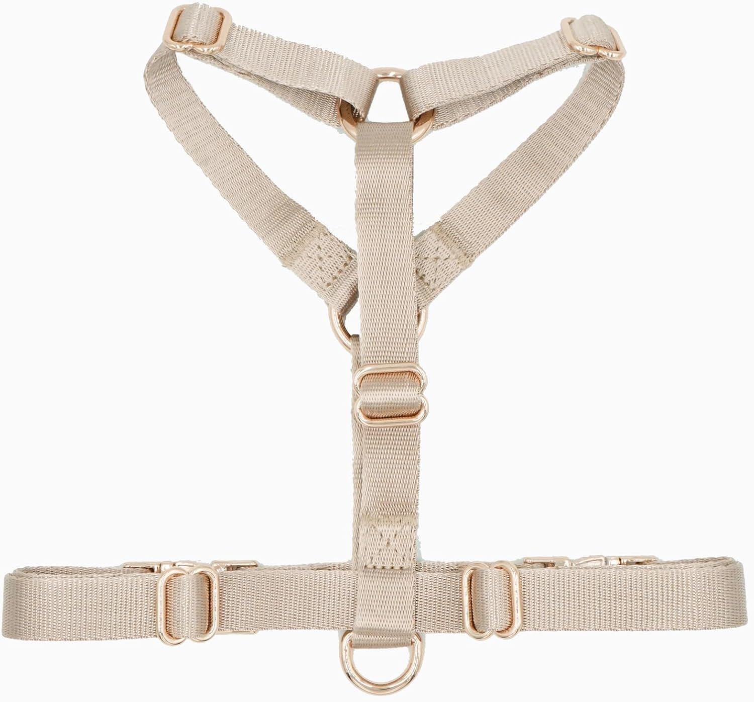 Nylon No Pull Dog Harness with Gold Metal Buckles,Easy Walking and Training Dog Harness (Tan, S)