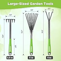 Vista 3 de WORKPRO 6-Piece Garden Tool Set, Heavy Duty Gardening Hand Tools with Soft Rubber Handle, Including Trowel, Rakes, 2-in-1 Hoe and Crack Weeder