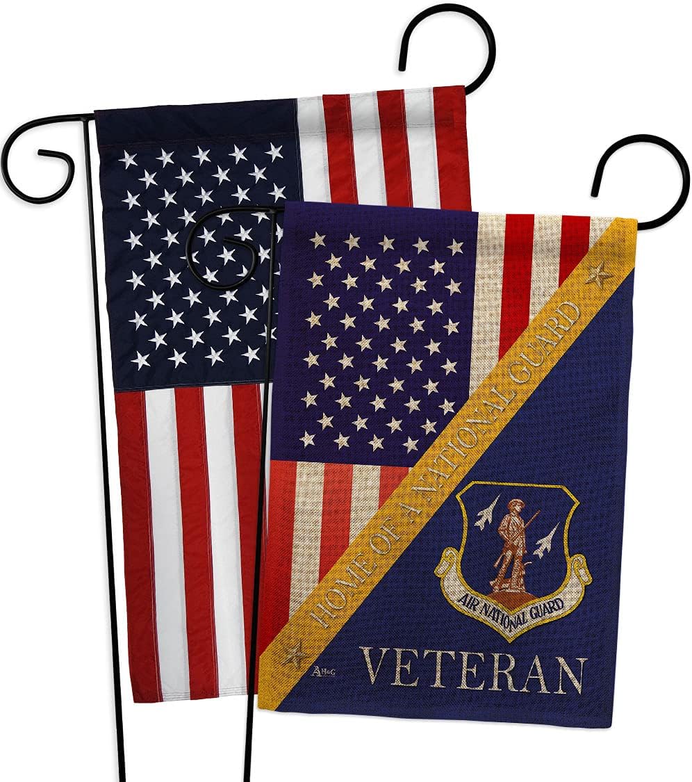 Home of Air National Guard Garden Flags 2pcs Pack Armed Forces ANG United State American Military Veteran Retire Official Small Decorative Gift Yard House Banner Double-Sided Made In USA 13 X 18.5