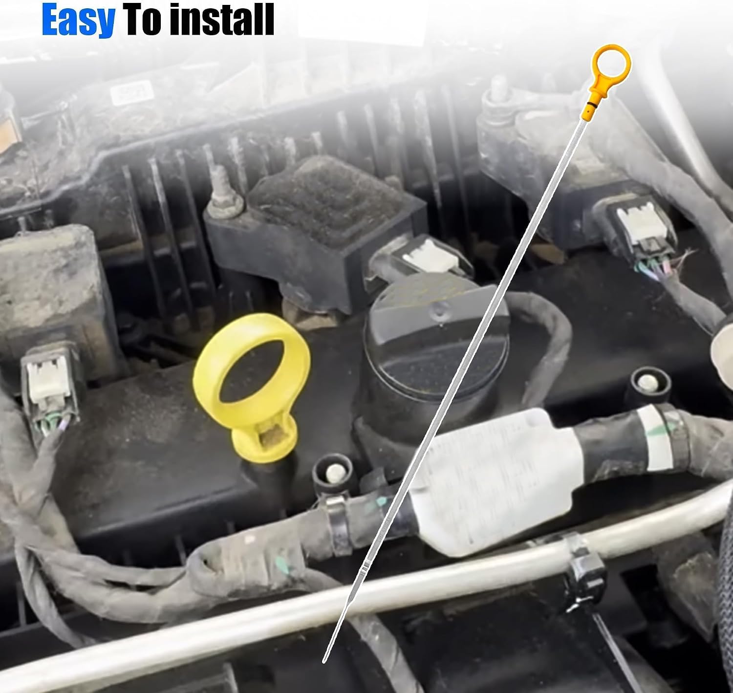 Engine Oil Dipstick Measuring Rod Level Dip Stick Fit for Ford Escape 2013-2019 for Fusion 2013-2020 for Transit Connect 2014-2023 2.0L 2.5L Replace # CV6Z6750A CV6Z-6750-A Stainless Steel Yellow ABS
