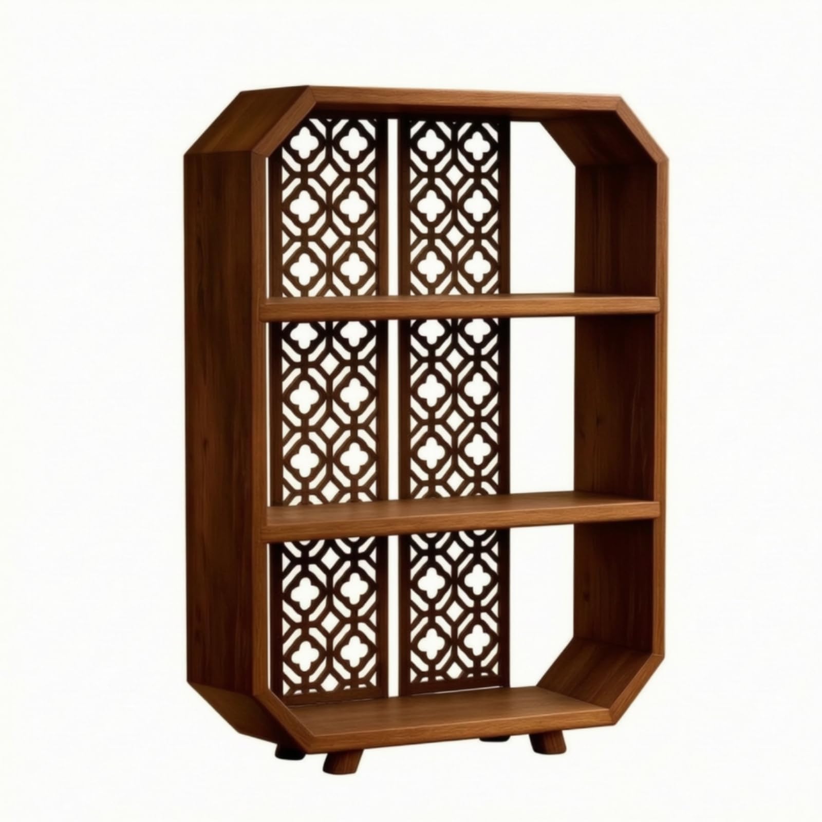 Baoblaze Étagère à Thé en Bois Carbonisé Polyvalent Présentoir Octogonal à Étagères Stable Meuble Miniature en Bois Quatre Pieds pr lon, 35x10x47cm