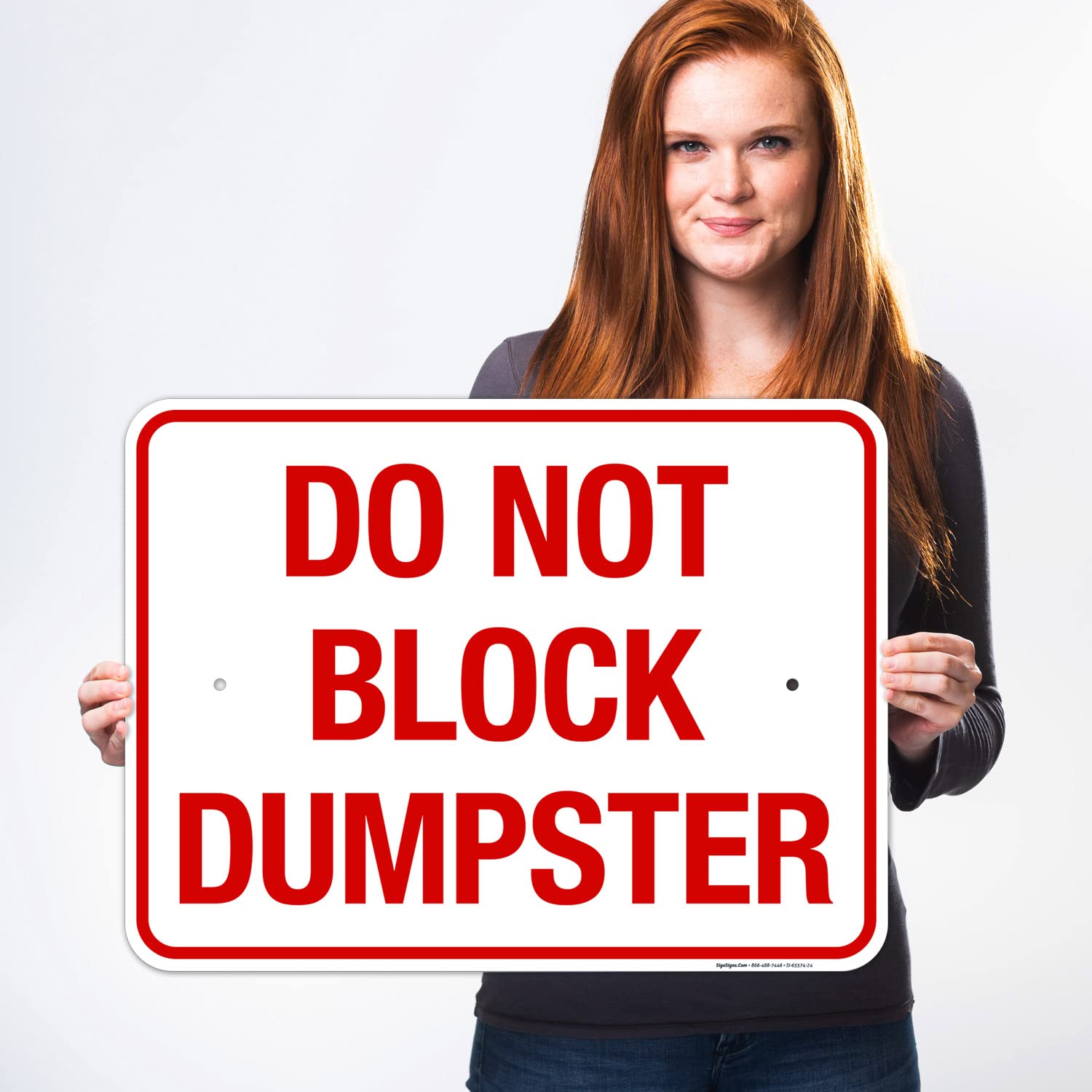 Do Not Block Dumpster Sign, 18x24 Inches, Rust Free .063 Aluminum, Fade Resistant, Made in USA
