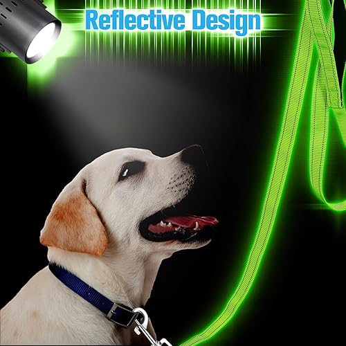 Miniatura 4 de Paquete de 6 correas de entrenamiento de nailon de 5 pies a granel para perros medianos y grandes, mango acolchado resistente, correa de tracción
