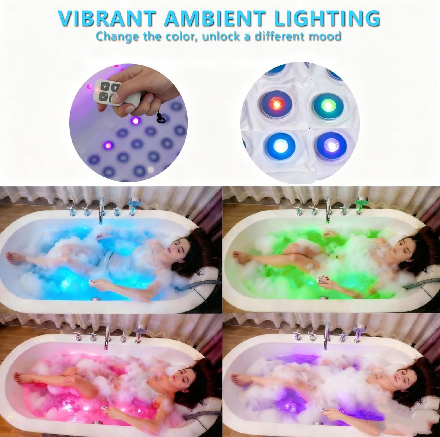 Full Body Bubble Mat with Pillow - Non-Slip Spa Tub Mat, 6-Speed Adjustable, Powerful Suction Cups & Electric Air Pump for Ultimate Relaxation and Comfort