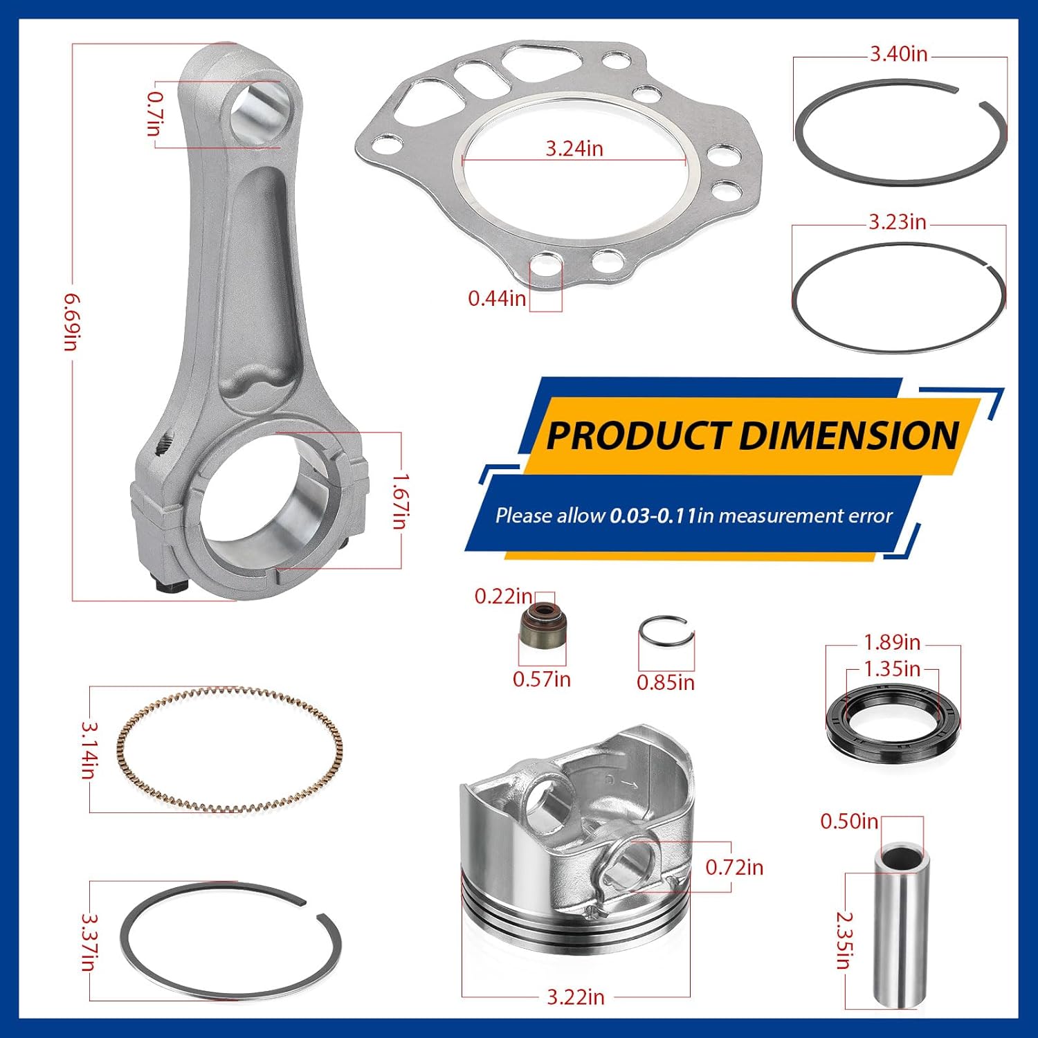 Engine Rebuild kit Piston Gaskets & Connecting Rod for Kawasaki Mule 600 610 SX KAF400 2005-2019