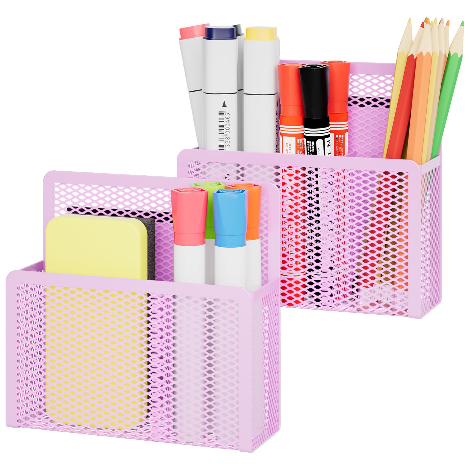 Marbrasse Magnetic Dry Erase Marker Holder, Mesh Pen Holder for Whiteboard，Magnet Pencil Organizer Storage for Refrigerator Locker Accessories