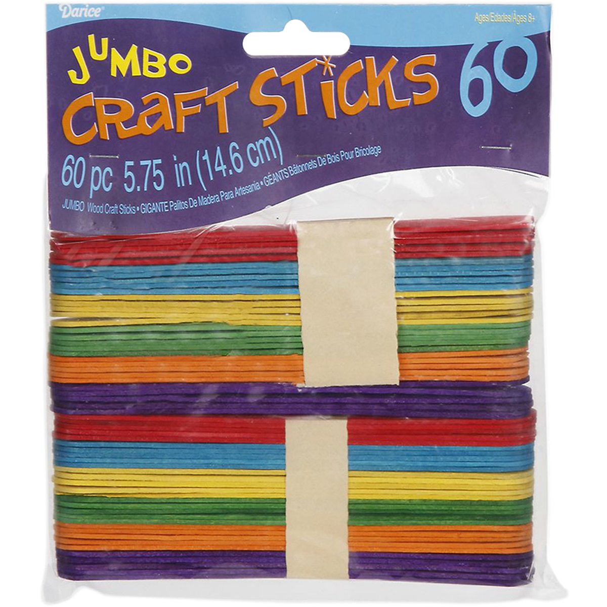 Darice 9150-86 Bâtonnets en bois Jumbo Couleurs assorties 14 cm