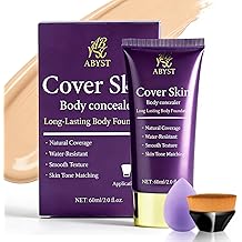 Body Coverage Perfector - Waterproof Body Makeup with Brush & Marshmallow Puff - No Transfer, Full Coverage for Tattoos, Scars, Veins 2.0oz Natural Beige