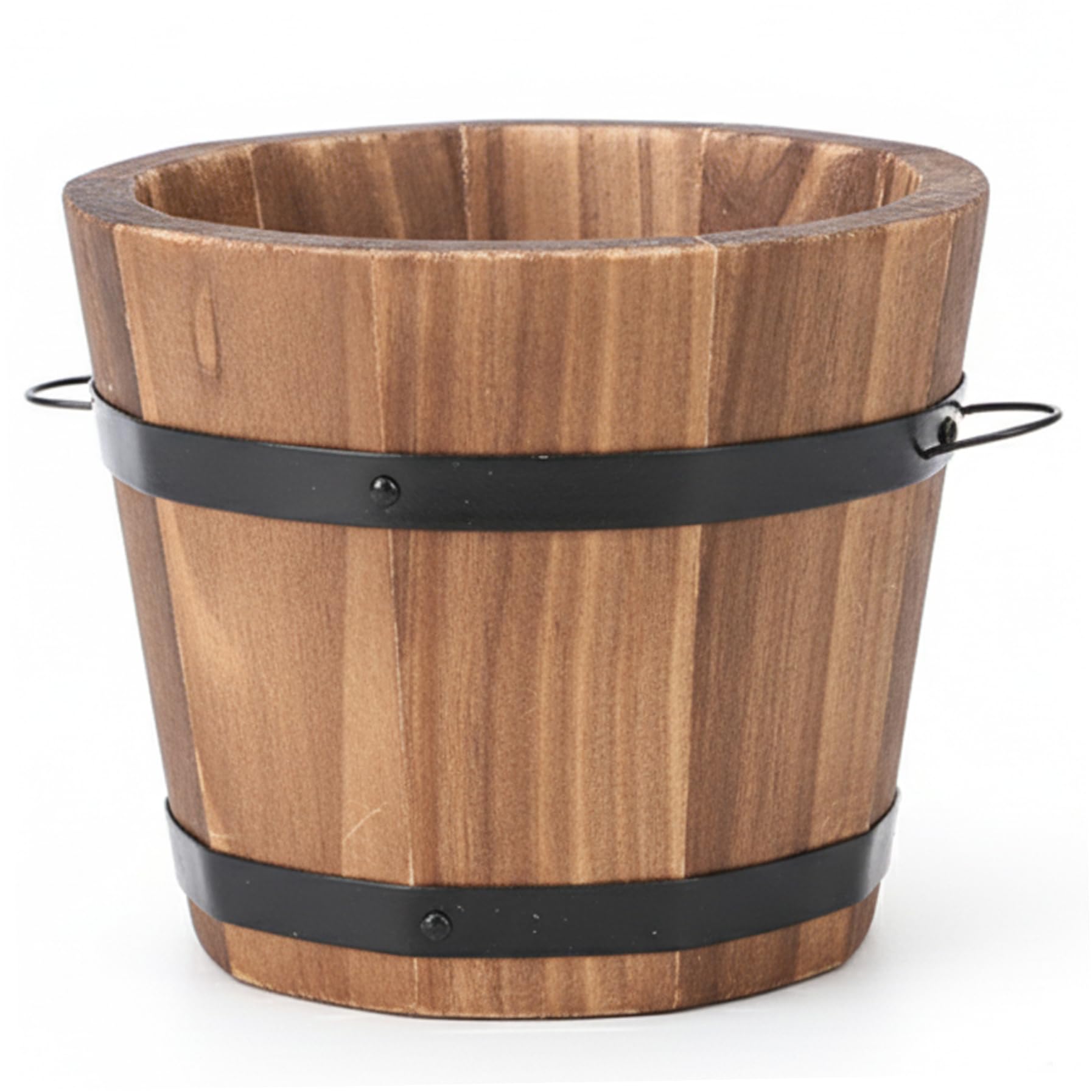 Jardinière en tonneau grand pot plante rustique bois carbonisé avec trou drainage S