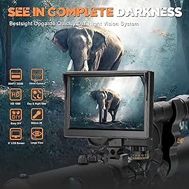BESTSIGHT DIY Night Vision Scope,Quick Installation Barrle,5 Display Screen with 5w 850nm IR(Infrared Illuminator),View 218YARD/200m in Night,for 38-44mm Eyepiece Scope (Rifle Scope)
