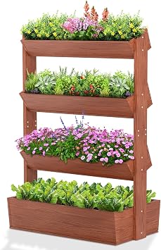 DoCred Vertical Raised Garden Bed, 4-Tiered Freestanding Garden Planters