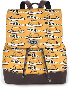 Gudetama Cute Backpack Purse for Women Leather Fashion Cute Small Backpacks Lightweight Casual Travel Hiking Ladies Laptop Rucksack Daypacks Shoulder Bag