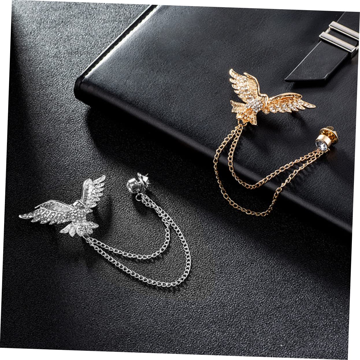 FOMIYES Rhinestone Brosche Mit Kettenquaste Anstecknadel Für Anzug Hemd Elegantes Kleidungsaccessoire Für Herren Damen Vintage Besondere Anlässe