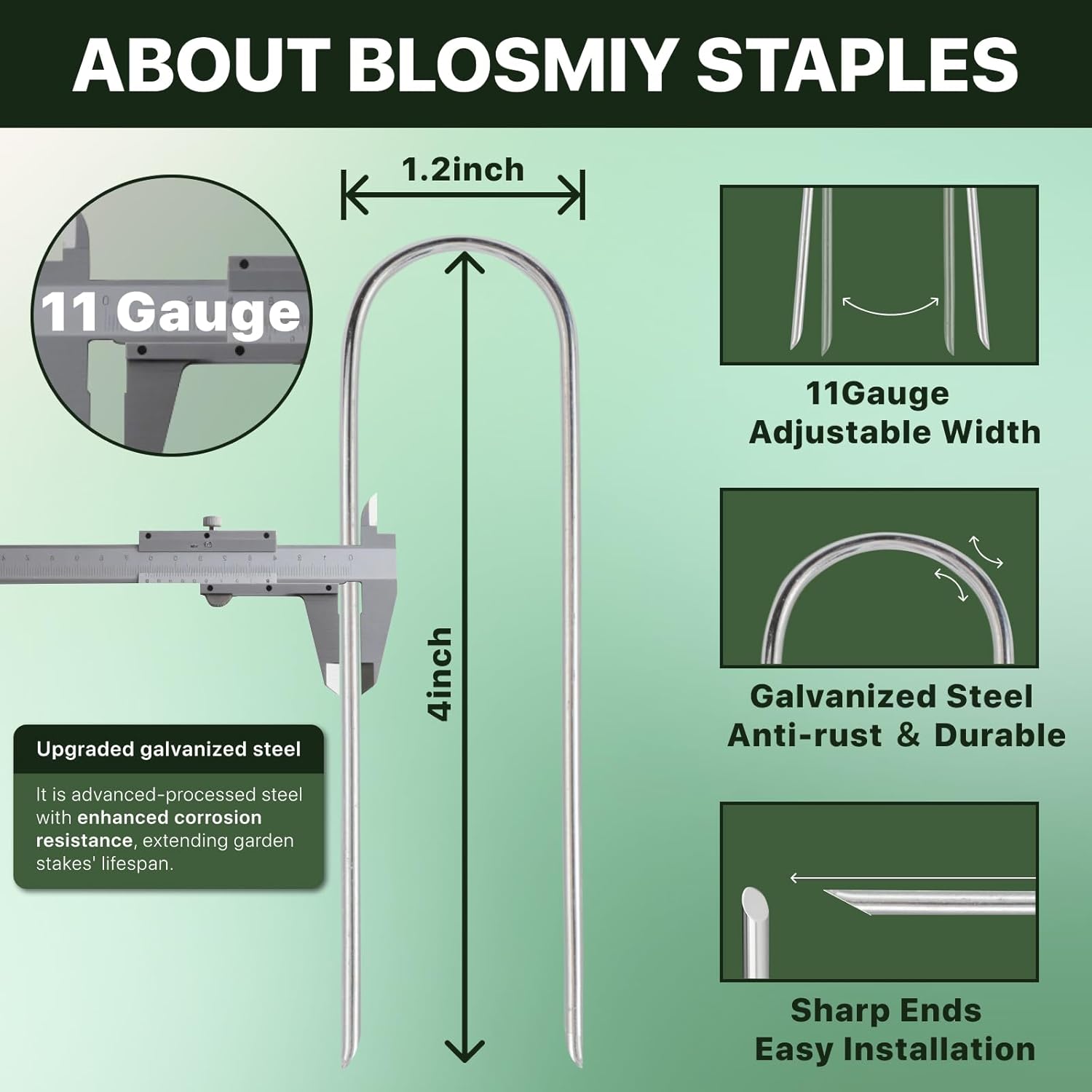 U Shaped Landscape Garden Staples 4 Inch 200 Pack Updated 11Gauge Irrigation Stakes Galvanized Garden Stakes Fabric Pins for Soaker Hose Drip Line Tubing Yard Lawn Staples for Outdoor Decorations