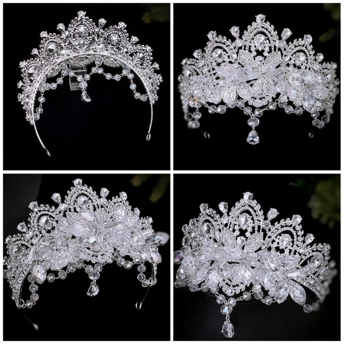 Silver Rhinestone Crown Headband for Women Bridal Wedding Decorative Zinc Alloy Headpiece Not Easy to Break for Parties and Weddings