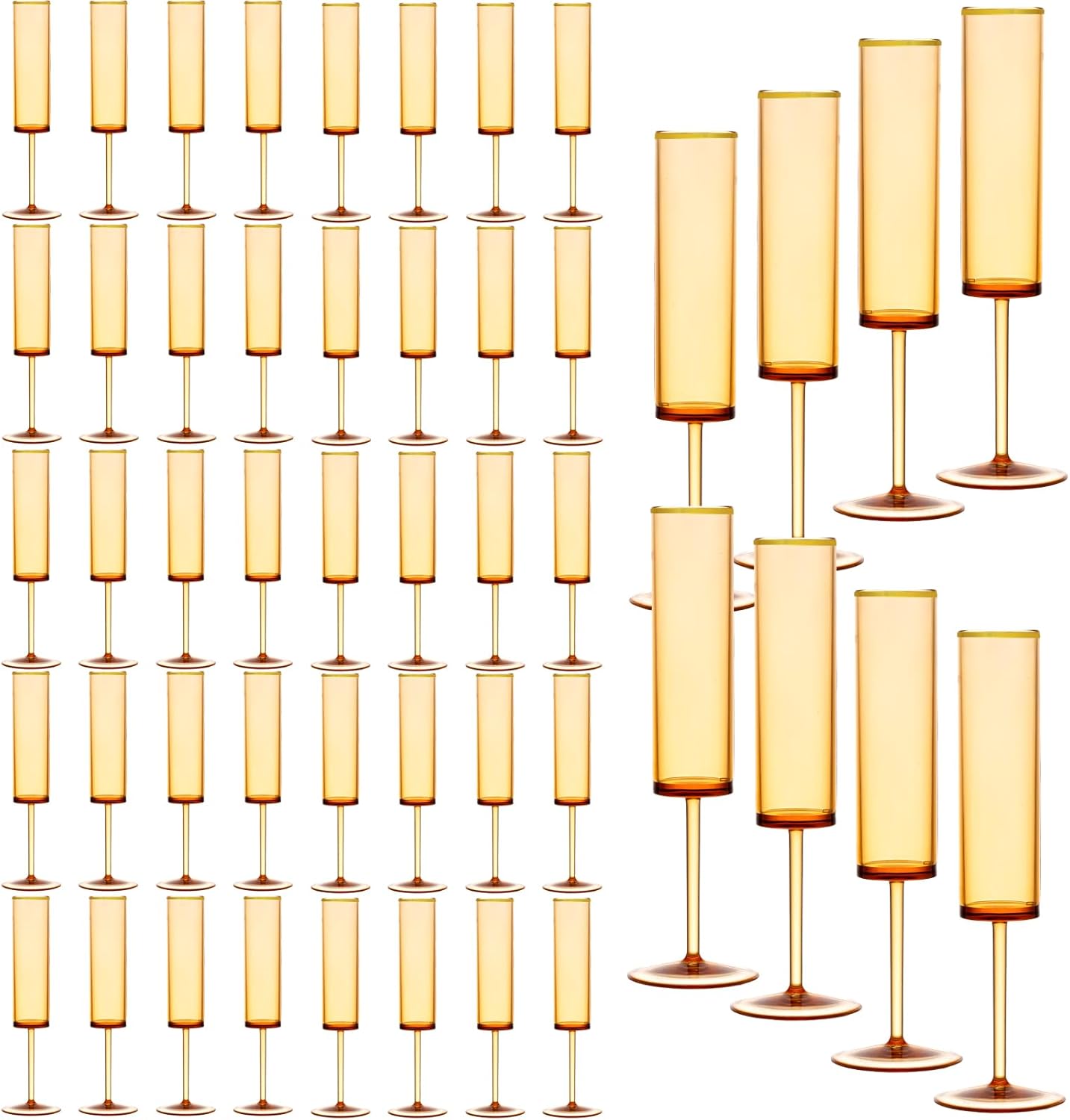 24 Pcs Plastic Wine Glasses,6 OZ Champagne Flutes Goblets Gold Rim Disposable Cups for Parties Reusable Champagne Toasting Colored Cups Drinking,Elegant for Wedding Anniversary Christmas Red