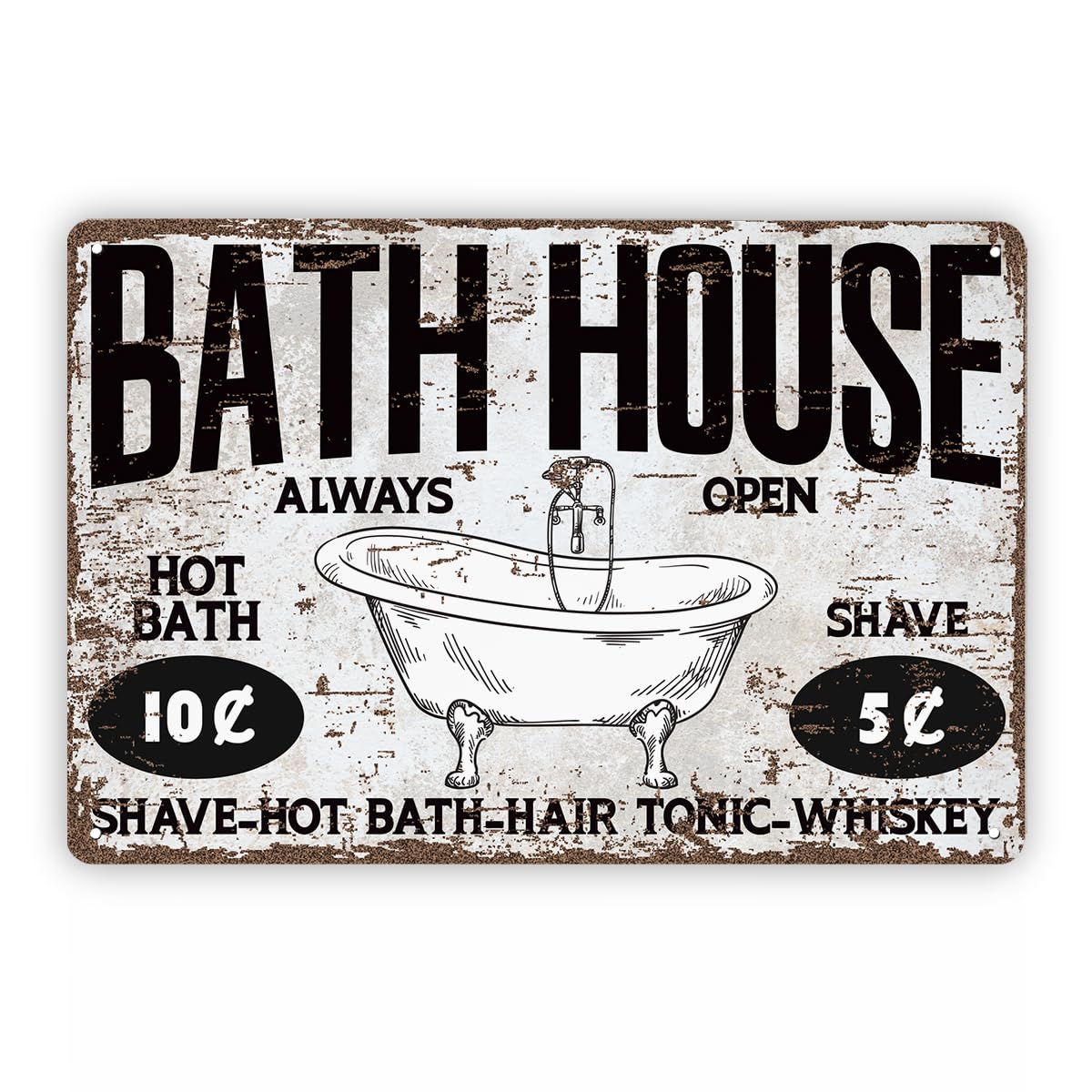 Vintage Metal Tin Sign S, Bath House, Bathroom Decor, Country Rustic Bathroom Decor Gift, Farmhouse Wall Decoration, Indoor Or Outdoor, Housewarming Gift, 11.8 * 7.9inch Custom Private Property Signs