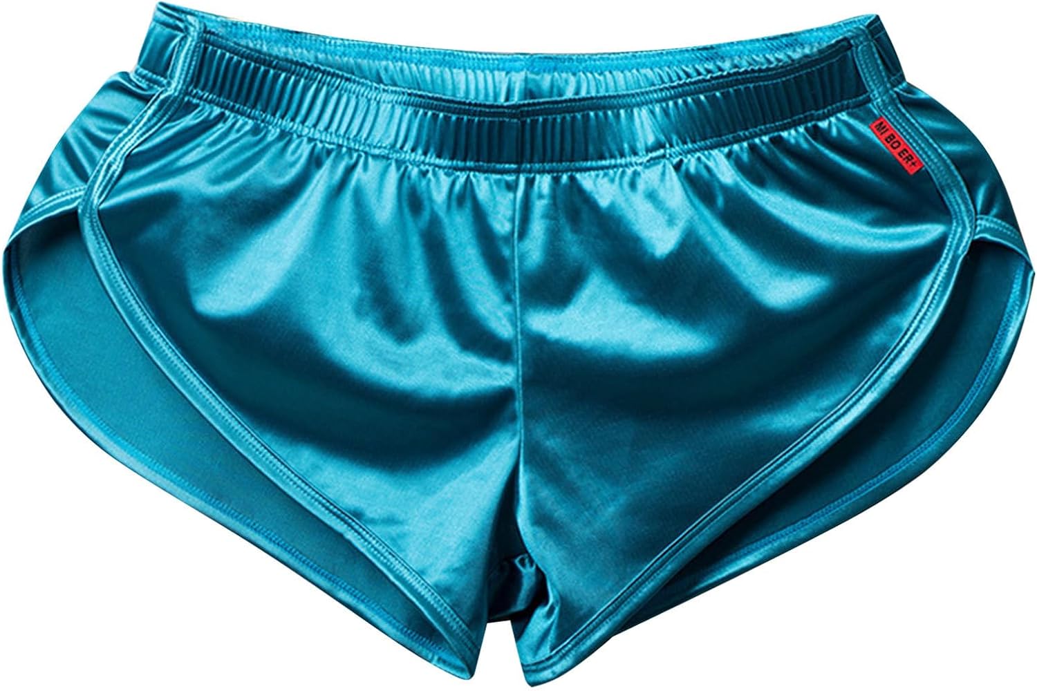 Oyolan Men Side Split Satin Underwear Swim Trunks Glossy Shorts Elastic Low Rise Boxer Briefs Panties
