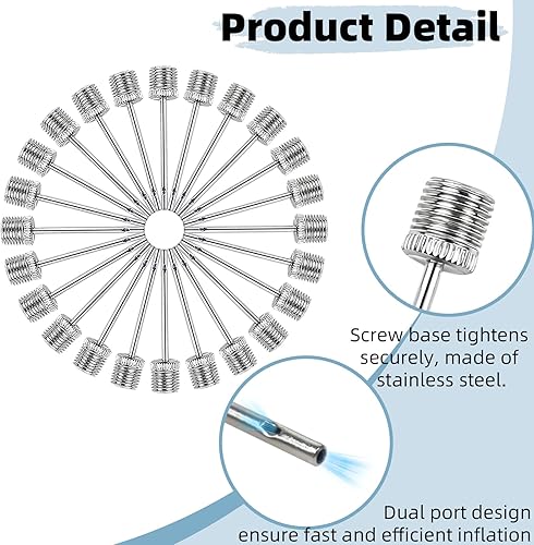 Miniatura 2 de Paquete de 40 agujas de bomba de bolas con estuche de almacenamiento, agujas de bomba de bolas de acero inoxidable, agujas de inflado de doble