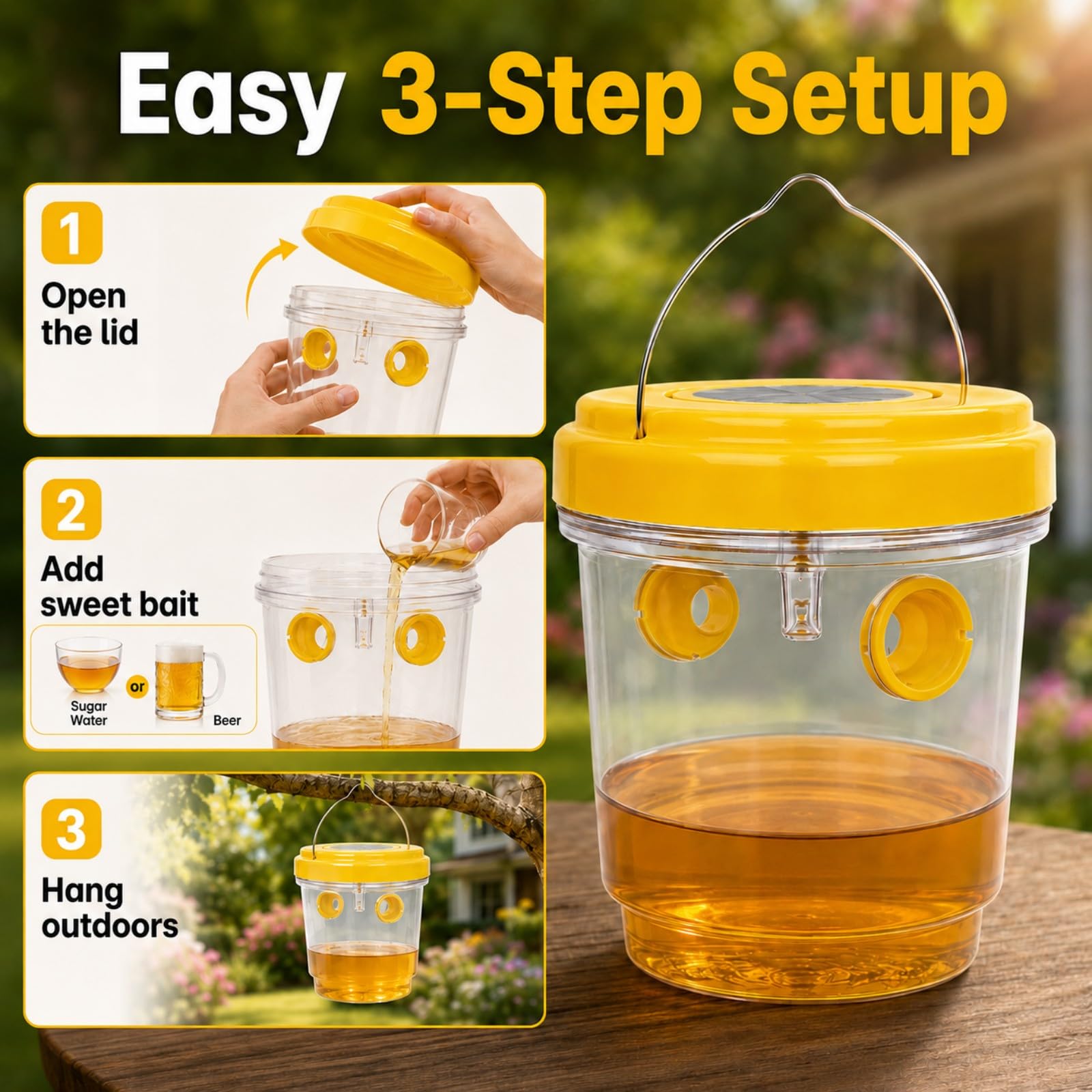 Upgraded Outdoor Suspension, Reusable Yellow Bucket (13, Yellow)