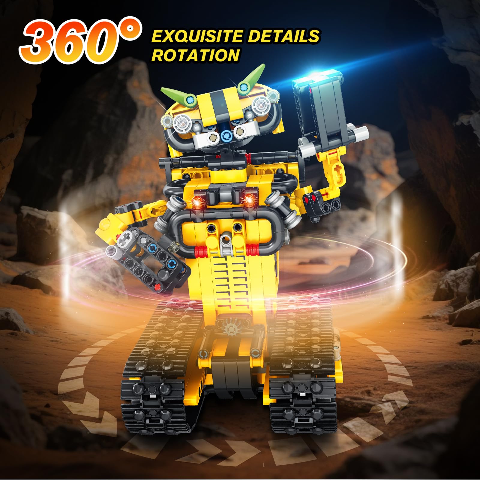 HiWEEGO Technik Ferngesteuert Roboter für Kinder - 730 Teiles 2-in-1 APP Fernbedienung Bausatz RC Robot Bulldozer Technic Programmierbare Bauspielzeug Wiederaufladbar Geschenk für Jungen Mädchen 8-12