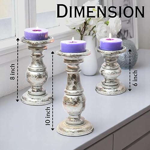 Miniatura 3 de Juego de 3 portavelas para velas de pilar, portavelas de madera de granja, hecho a mano para Homedecor, centro de mesa, soporte de vela de madera